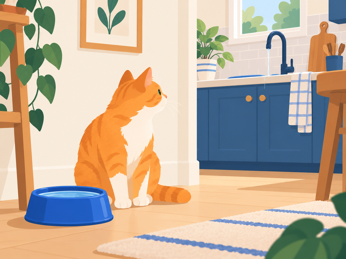 Cat not drinking water from its bowl