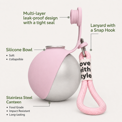 Stainless Steel Dog Water Bottle With Clip