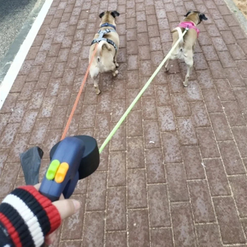 360 Retractable Dog Leash for Two Dogs