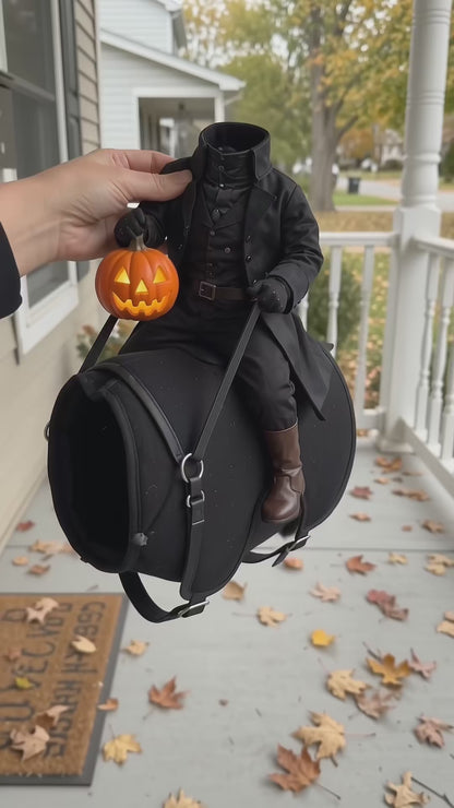 Headless Horseman Pet Costume With Pumpkin Glow