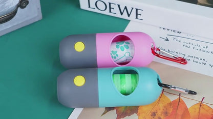 LED Pet Poop Bag Dispenser With Handy Clip and Light